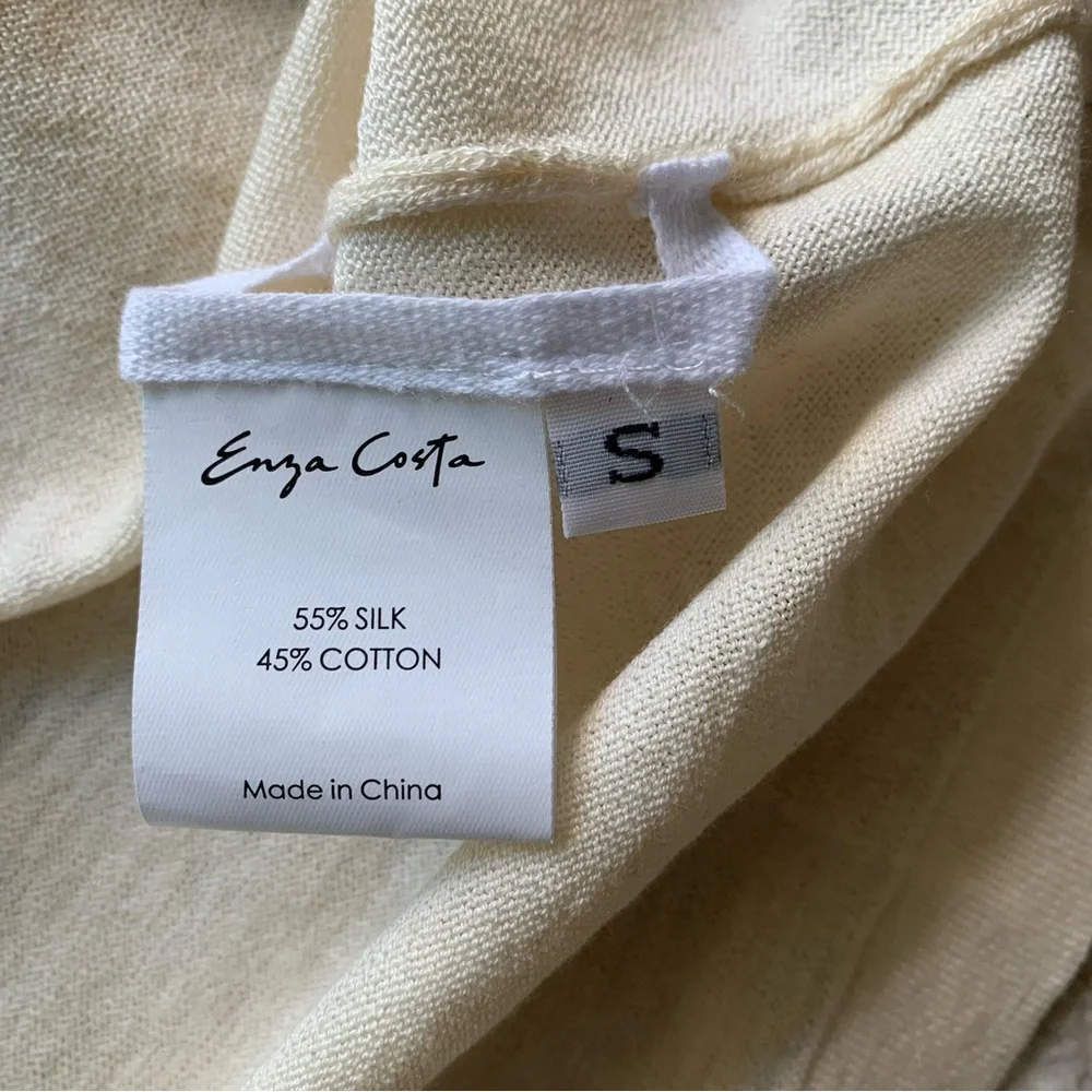 Enza Costa Silk Knit Perfect Tee Ecru NWOT Size Small - Picture 6 of 7
